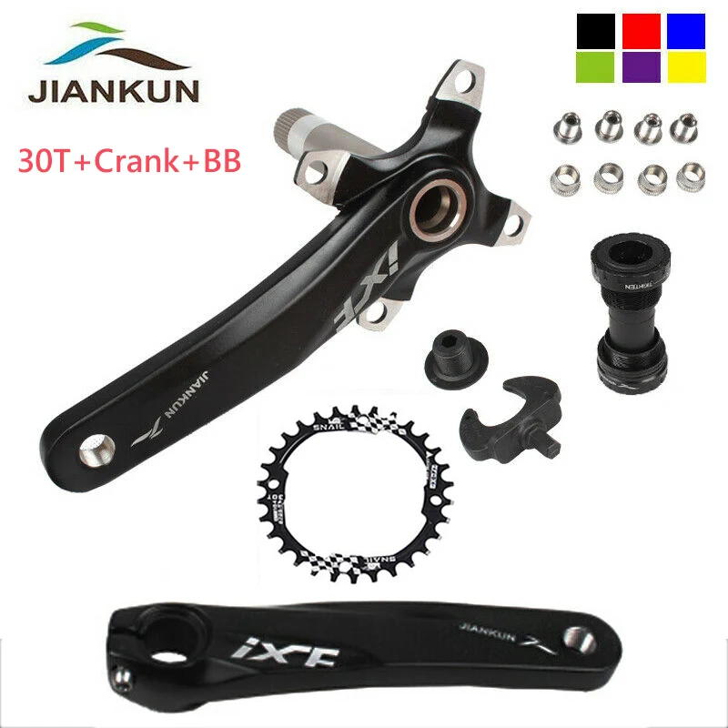

JIANKUN IXF MTB Crankset 104BCD Chainring Mountain Bike Road Bicycle Chain Ring Cycle 170mm Crank Set Screw Bottom Bracket BB