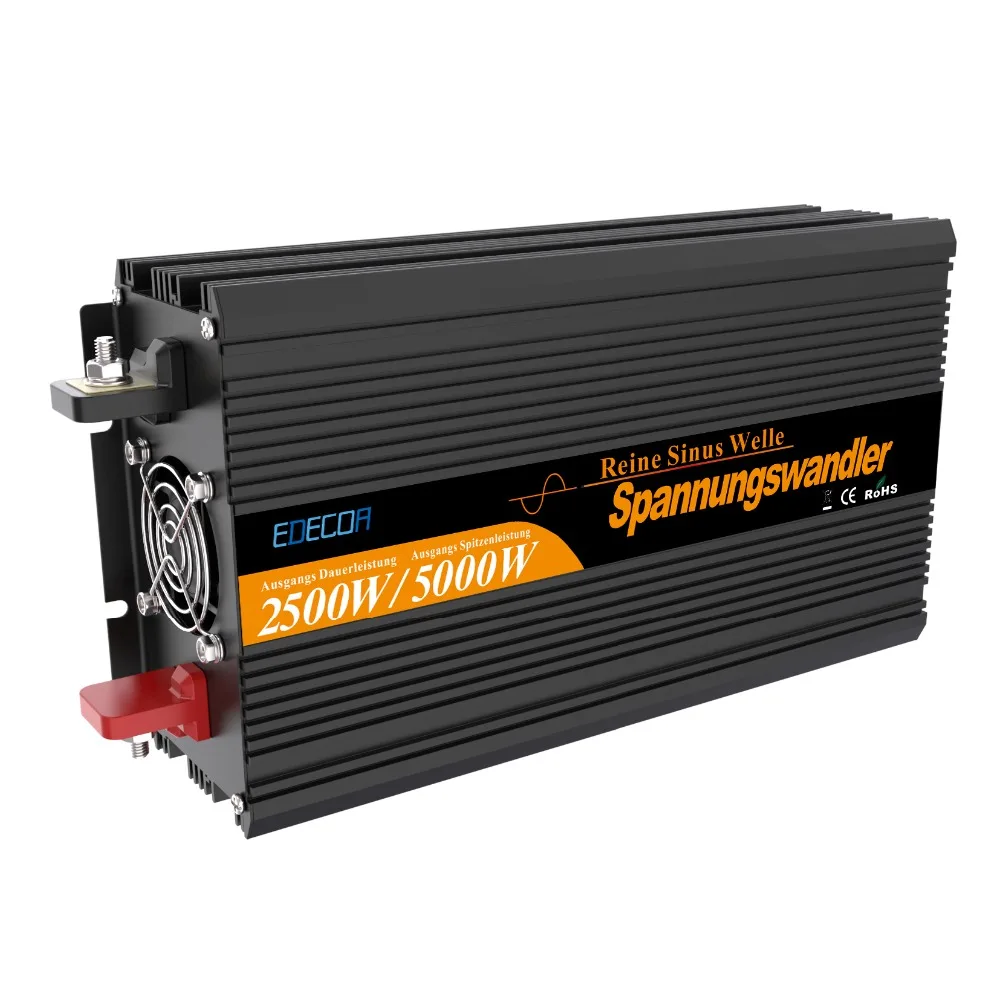 baratas 2500 w onda senoidal pura energia solar inversor DC 12 v 24 v para AC 220 v 230 v com controle remoto fora do inversor da grade