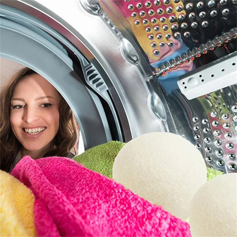 6Pcs/Pack Wool Soften Balls Reusable Natural Organic Laundry Fabric Softener Ball Premium Washing Machine Laundry Clean Ball