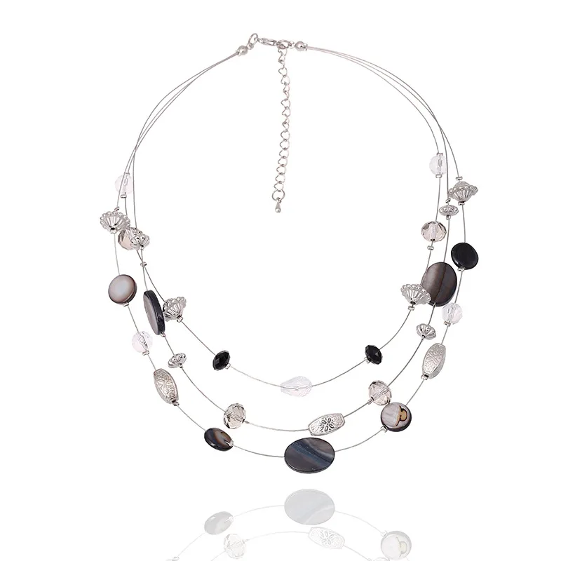 

Simple multilayer crystal shell Women Jewelry fashion Sweater Chain Necklace Wholesale