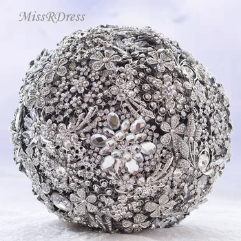 

MissRDress Luxury Wedding Bouquet Crystal Bridal Bouquet Wedding Brooch Silver Diamond Wedding Bouquet Wedding Accessories JK309