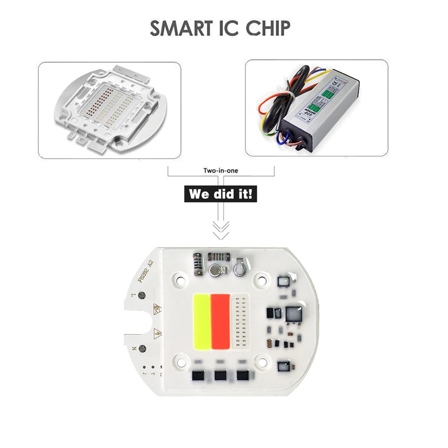 Светодиодный COB Чип 20 Вт 30 Вт 50 Вт AC 220 В Smart IC драйвера не "сделай сам" для Светодиодный прожектор украшения красные, синие или светильник с новой уникальной технологией рассеивания света cо чередование красочные светодиодные лампы