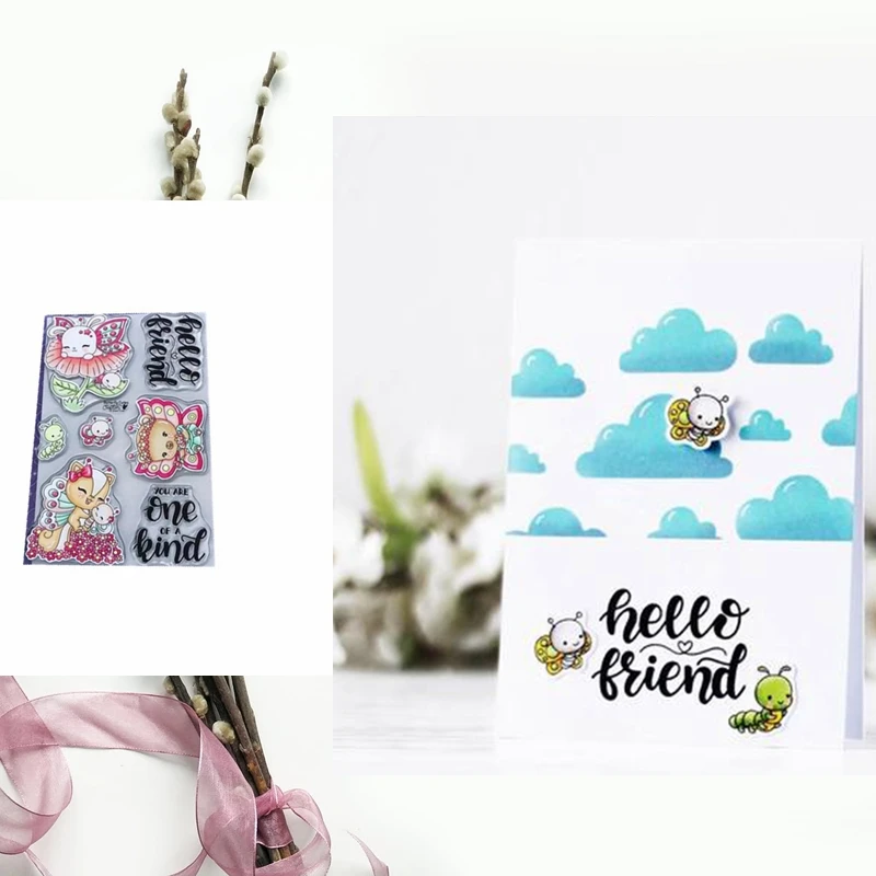 /álbum sellos de silicona Clear Stamps DIY Artesan/ía Scrapbooking Decorar Mariposa Girl silicona transparente sello hojas scrapbooking