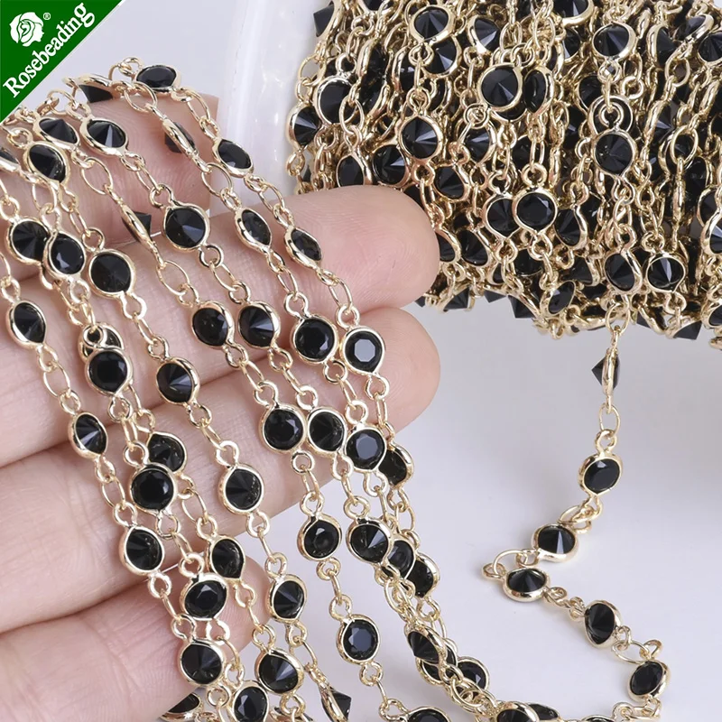 Цепочка из хрусталя и латуни с позолоченным покрытием 1 фут 4 мм|brass chain|lot lotgold plated