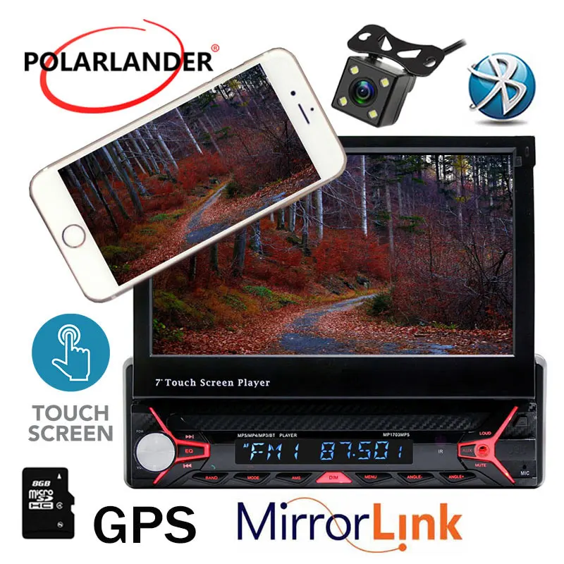 Gps 1 Din 7 дюйм(ов) Беспроводной WI FI DVD плеер Bluetooth рук свободный HD навигации Mp5