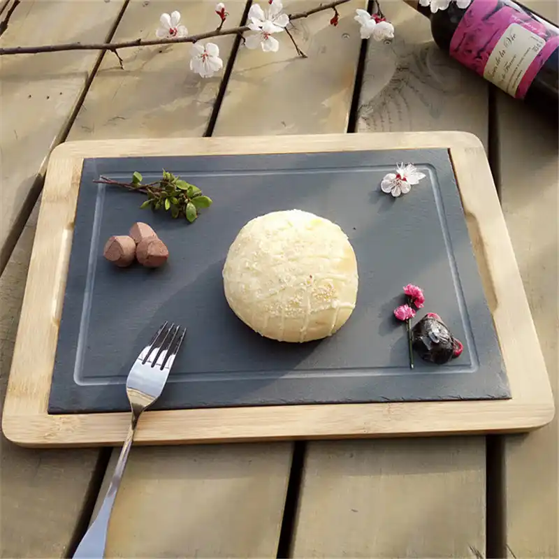 Tavola Di Legno Con Pietra Ardesia Vassoio Cucina Occidentale Piatto Nero Pad Bistecca Da Dessert Torta Da Cucina Piatti Di Porcellana Forniture Ristorante Dishes Plates Aliexpress
