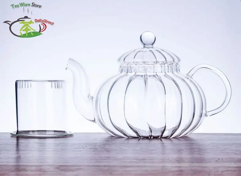 1 х 640 мл жаростойкий прозрачный стеклянный цветочный чайник для воды кофе чайник в форме тыквы с заваркой
