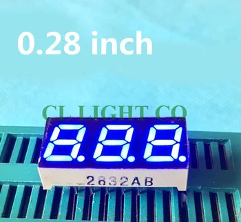 

Free shipping 20pcs 7 segment common CATHODE 3 Bit digital Tube 0.28" 0.28in. BLUE LED Display 7 segmentos LED Digital tube