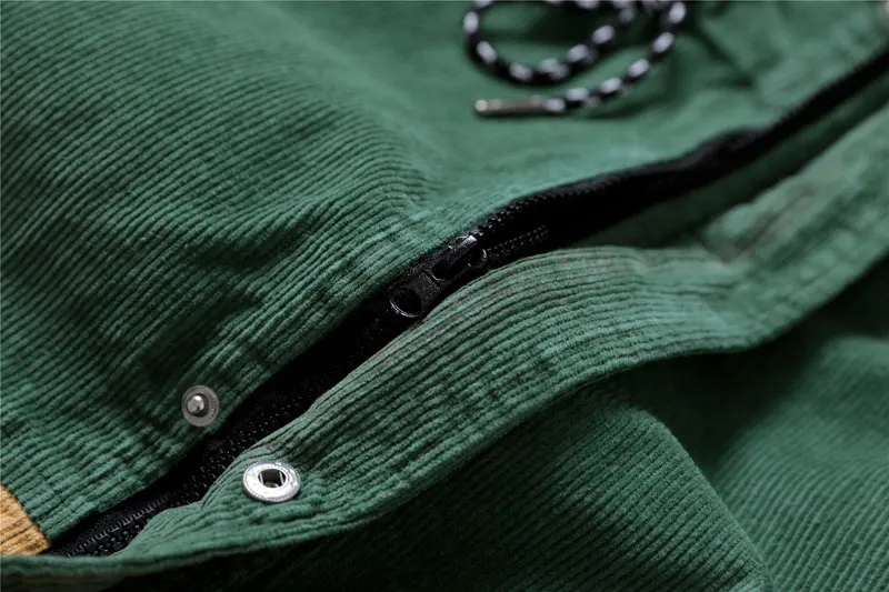 Color Block Patchwork Corduroy Hooded Jackets 10