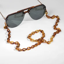 Chaîne de lunettes de soleil en acrylique léopard, chaîne Chic pour femmes, lunettes de lecture, porte-cordon, lanière de cou 70cm