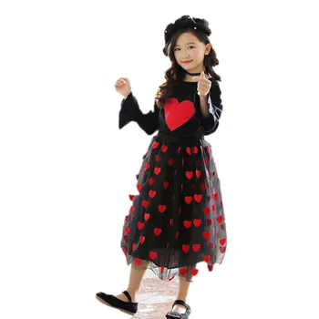 

2-14Y Girls skirt 2018 Kids Clothing Baby Girl Autumn Long Skirts Children Clothes heart print skirts