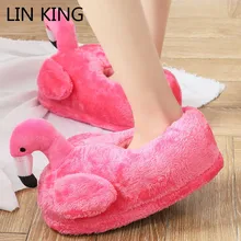 LIN KING Sweet Cartoon Flamingo Indoor Slippers Women Men Warm Winter Home Shoes Non-slip Lovers House Floor Cotton Padded Shoes LIN KING Sweet Cartoon Flamingo Indoor Slippers Women Men Warm Winter Home Shoes Non-slip Lovers House Floor Cotton Padded Shoes