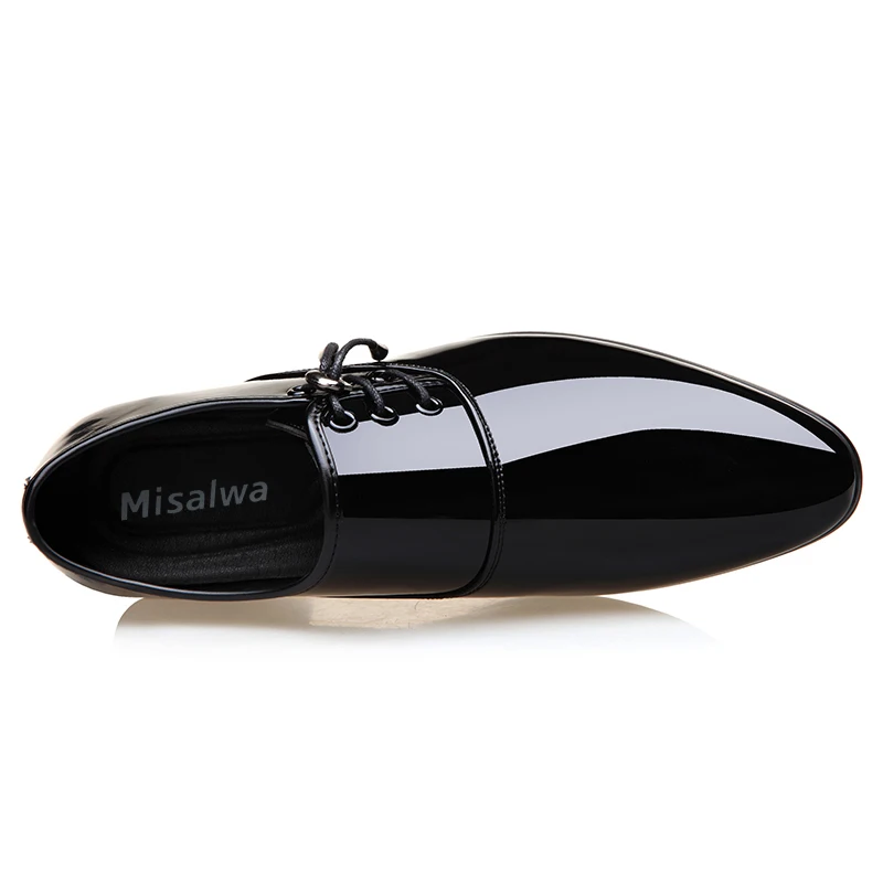 Misalwa/ г.; модельные туфли из лакированной кожи для мужчин; элегантные свадебные туфли для взрослых с металлическим острым носком; Zapatos; повседневные оксфорды без шнуровки; черные туфли