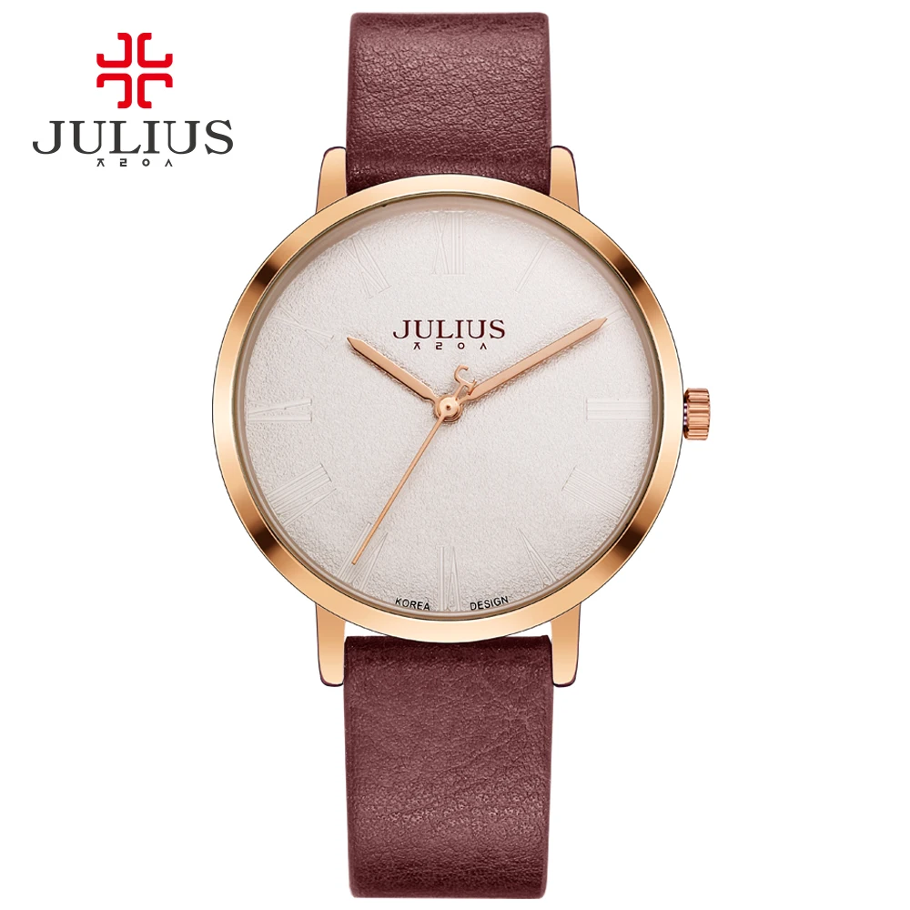 Julius простые ультратонкие часы унисекс с кожаным ремешком, модный фирменный логотип, Прямая поставка, Hodinky, серебро, розовое золото, Whatch JA-953