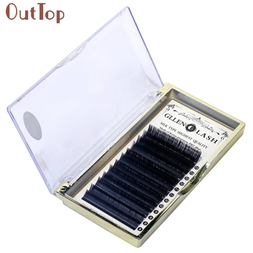 

OutTop Best Deal New Makeup 8-13mm Mixed Sized Makeup Individual Eyelashes Mink Eye Lashes Extension Black 1 set