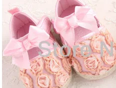 Для маленьких девочек Обувь малыша Обувь для малышей Обувь кружевное платье с цветочным рисунком обувь с бантом детская мягкая подошва весна/осень обувь 1 пара - Цвет: Розовый