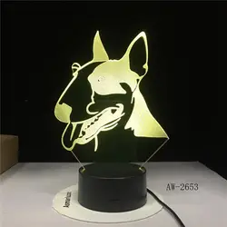 3D Illuison Pet лампа в виде собаки бультерьер светодиодный ночник креативный декоративный Настольный светильник Прямая поставка креативные