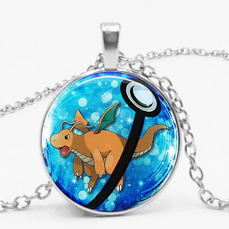 Vulpix стеклянный купол кулон ожерелье vaporion Pokemon Pokeball Детская Подвеска Ожерелье Go Mega подвеска ожерелье подарок дружбы - Окраска металла: 1