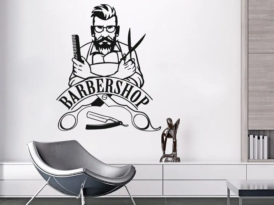 

Barber Shop Wall Sticker Hipster Vinyl Stickers Beauty Salon Window Room Decoration Design Art Poster Mural Decals Decor W72