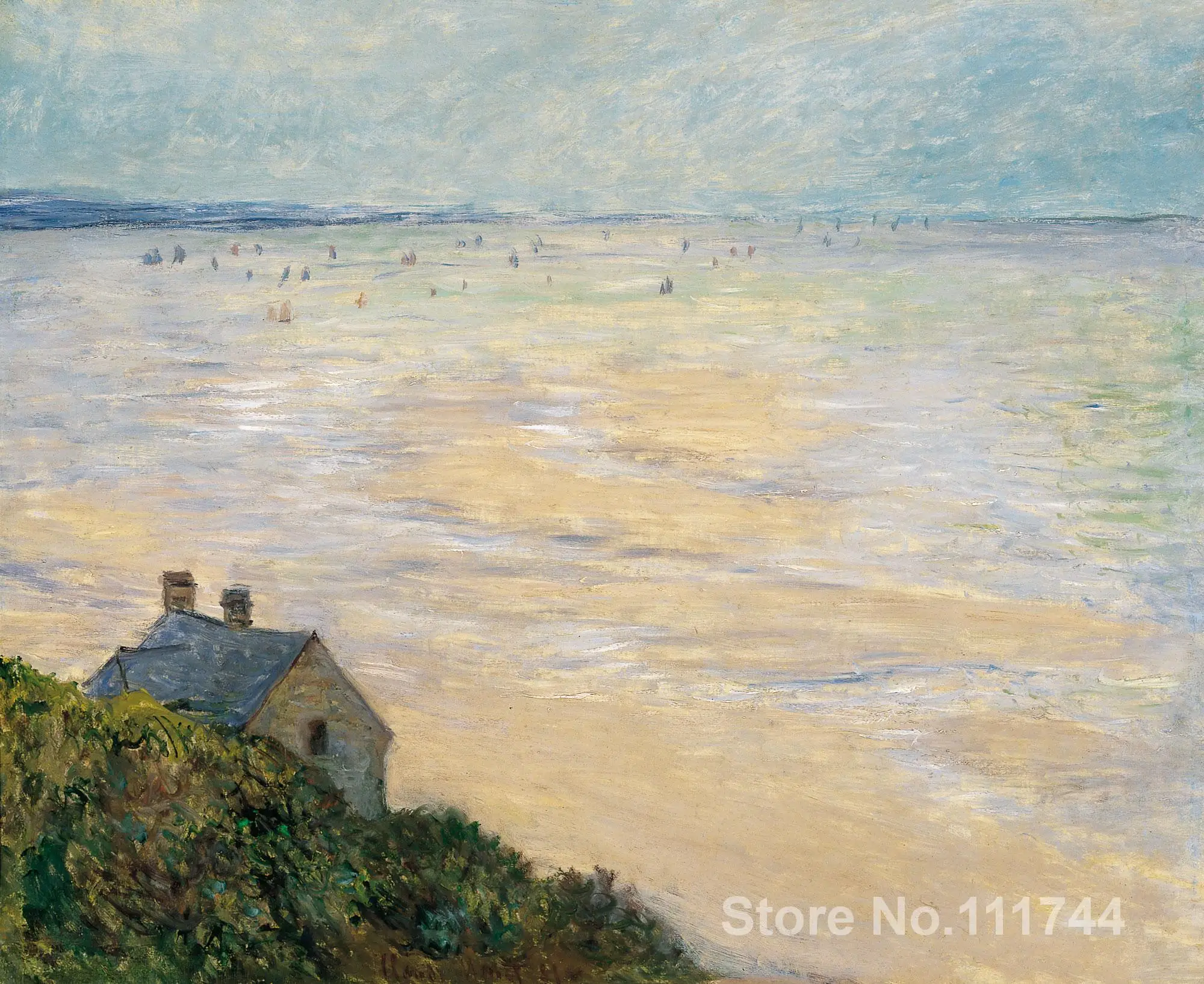 

Handmade Oil Painting The Hut at Trouville Low Tide by Claude Monet Reproduction decorative art High quality