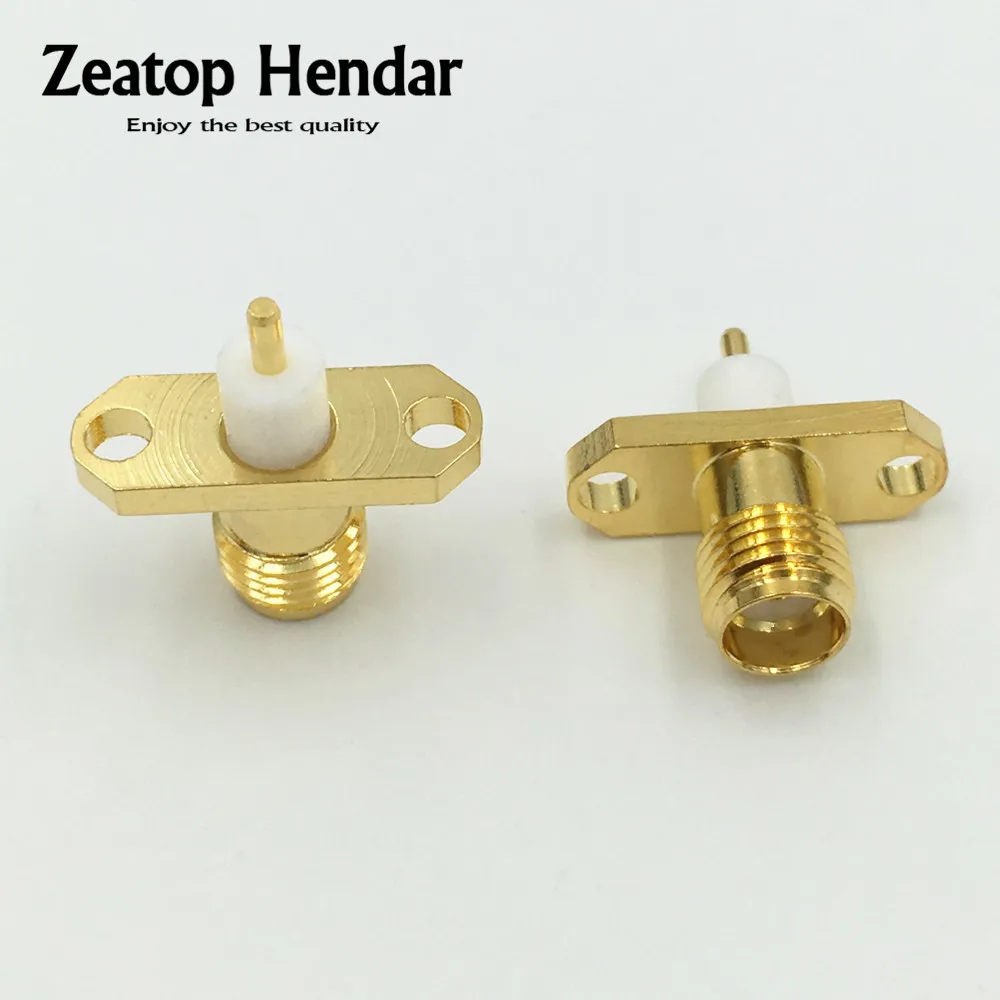 10pcs Gold SMA 2 Hole Panel Mount Female Connector with Short