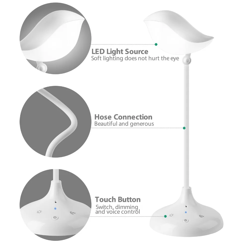 Настольная лампа с регулируемой яркостью для птиц, перезаряжаемый светодиодный настольный светильник, Ночной светильник с Bluetooth, беспроводной динамик, украшение дома