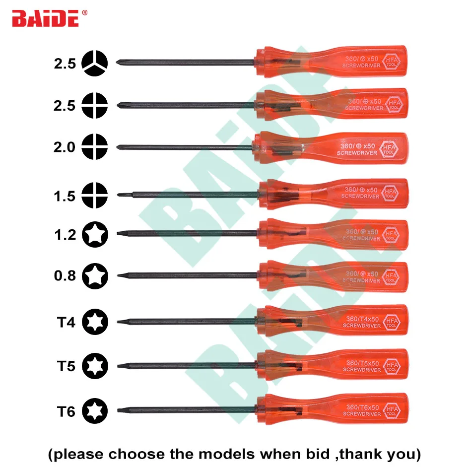 Красная отвертка 360 Tri Wing 2,5 Y 2,0 Phillips PH00 1,2 Pentalobe P5 Star Torx T4 T5 T6 Triwing Y отвертка ключ 360 шт./лот