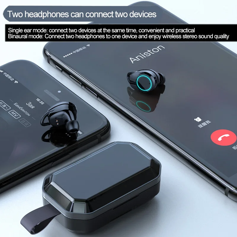 Bluetooth наушники TWS 5 0 беспроводные IPX7 водонепроницаемые с аккумулятором 3000 мАч для