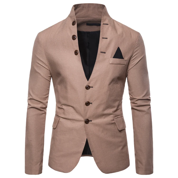 

BZBFSKY Mens Suits Blazers Euro Size 2019 Spring Autumn Multi-button Decorative Men's Casual Stand-up Collar Suit