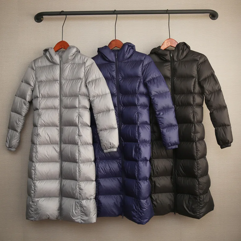 Winter new Europe and the United States Hooded Fur collar Long section Slim Thicker Down font