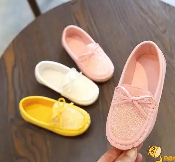 

2019 spring new children's peas shoes wild rhinestone princess shoes single shoes student casual shoes