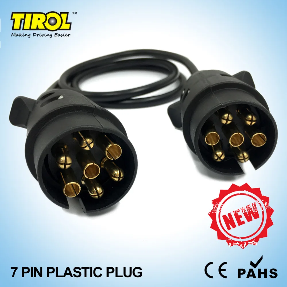 TIROL 7 Pin Plastic Plug Black Trailer Wiring Cable Connector 12 N type X2 12N Plugs 8.2M