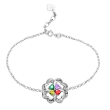 Ailin кристалл четыре сердца браслет персонализированные имя и камень рождения специальные ювелирные изделия подарок для женщин