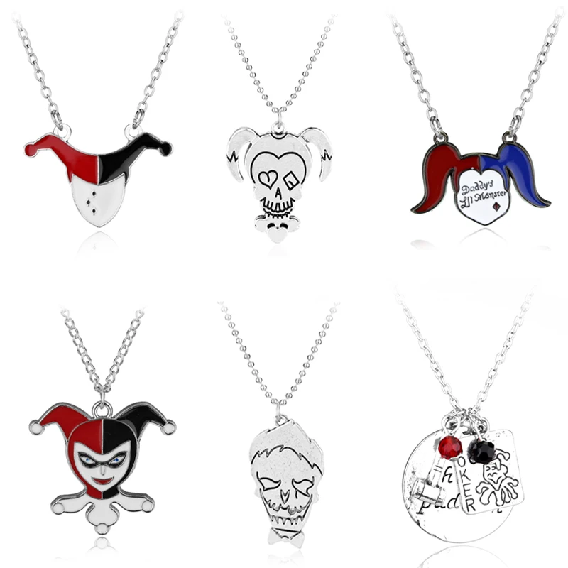 6 STYLE Suicide Squad Necklace Harley Quinn Joker Alloy Metal Pendant