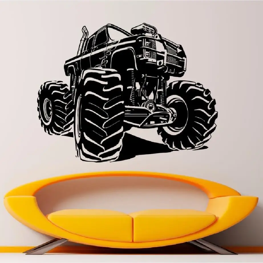 822 Black Наклейка на стену Monster Truck виниловая наклейка на гоночный автомобиль художественная Фреска дом гостиная гараж интерьер съемный домашний плакат Декор WW-175 - Цвет: 822 Black