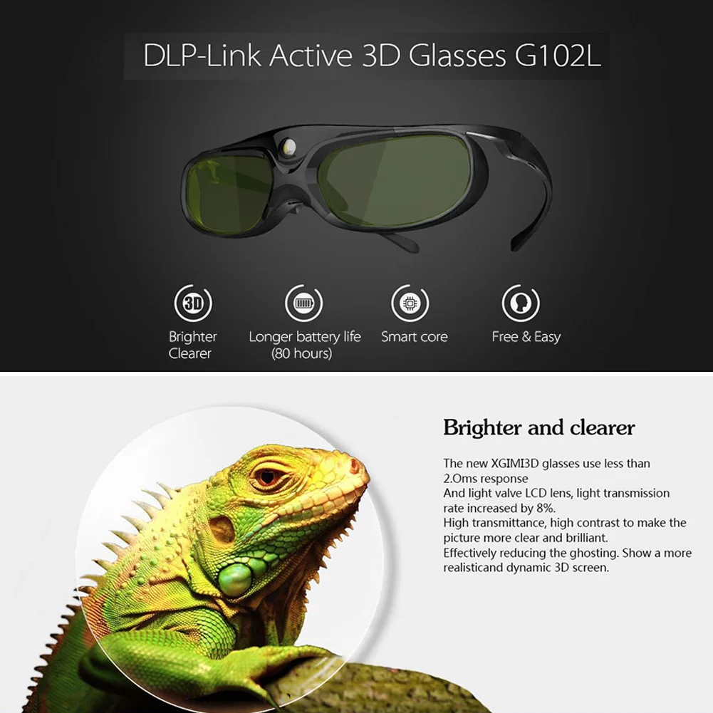 Bluetooth 3D Активные затвор очки для четкости видения очки для DLP-Link проектор tv LSMK99