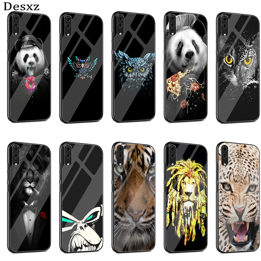 Desxz Animals Face Glass For Huawei P10 P20 Pro P Smart Mate 10 20 Lite Y6 Y9 Honor 7A 8X 9 Cover | Мобильные телефоны и