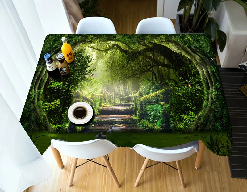 Beautiful Jungle scenery 3D Tablecloth polyester Dinner Table Cloth