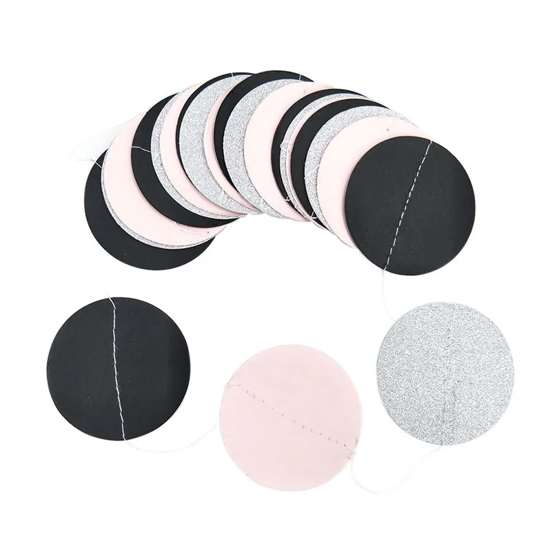 Glitter Circle Polka Dots Garland Banner Bunting Party Decor Pink White Gold home decor Grand Event Banners Streamers #25j10 (4)
