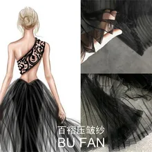 50 см* 165 см/шт плиссированная пряжа в полоску плиссированная ткань дизайнерское эластичное кружево Мода перспектива органная сетка марлевой материал