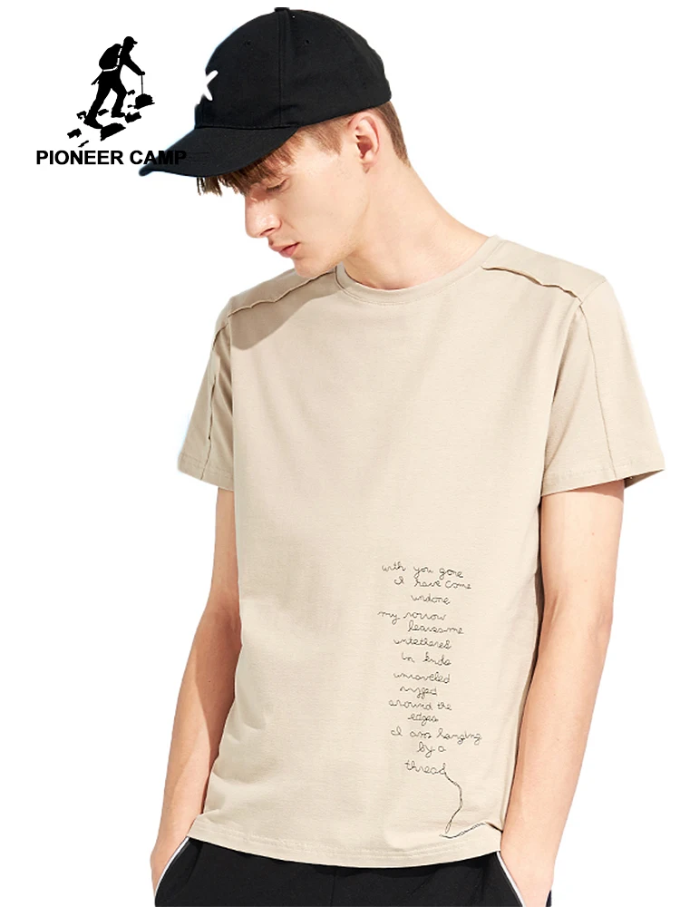 

Pioneer camp new short sleeve t shirt men brand clothing print japan style cuffs tshirt men quality stretch tees male ADT802070
