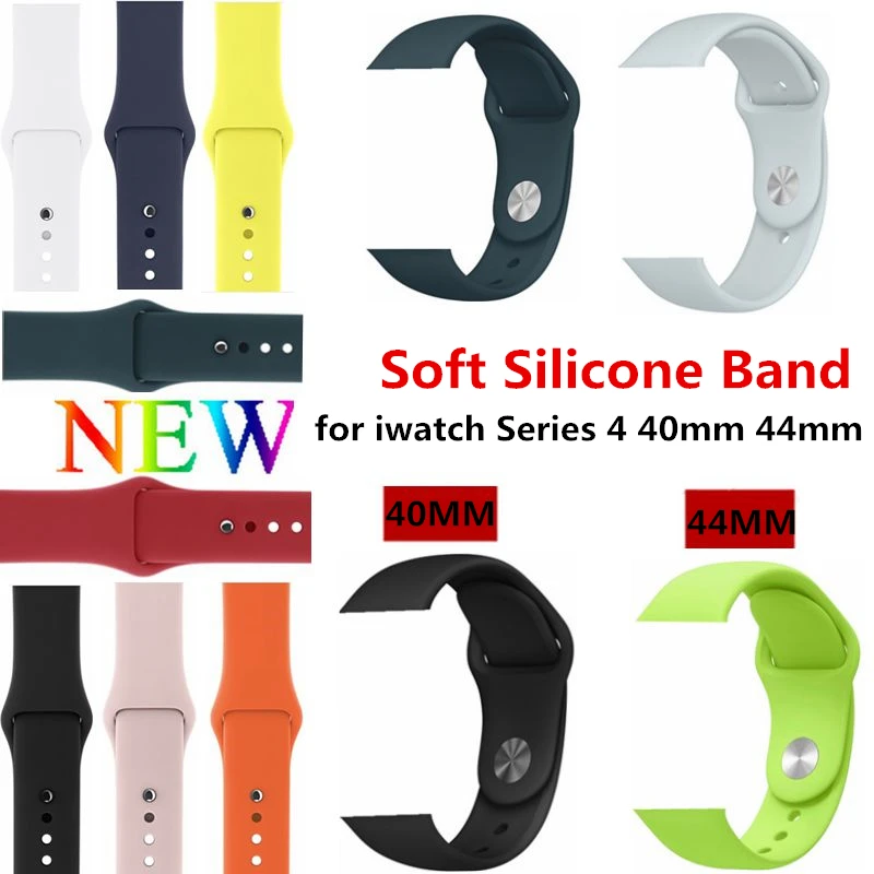

Sport Silicone Strap For Apple Watch Band 44mm 40mm Rubber Watchband Black Blue Watch Straps for Iwatch Series 4 Accessories