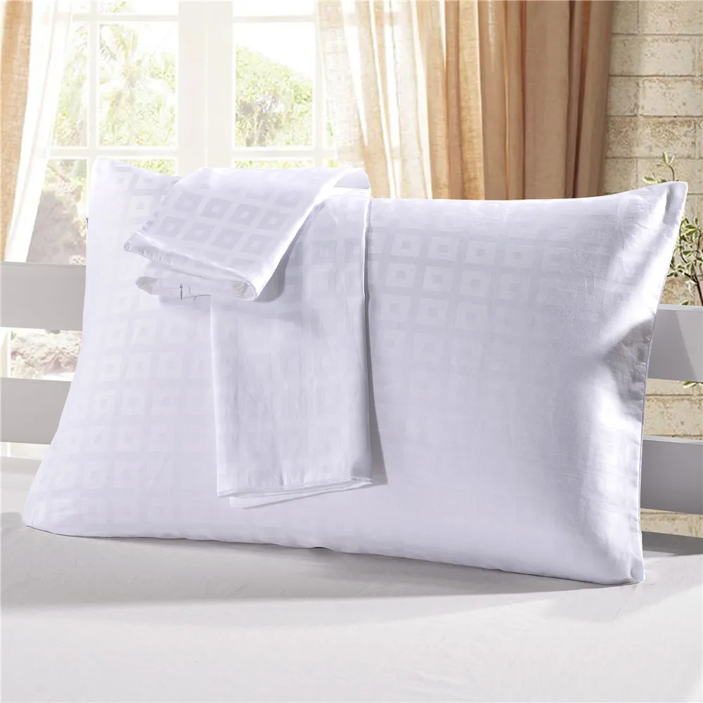 

Luxury 2Pcs Stripe 100% Cotton Couple Bedding Pillowslips Solid Satin plaid Bedroom Pillowcase Standard Queen Sleeping covers