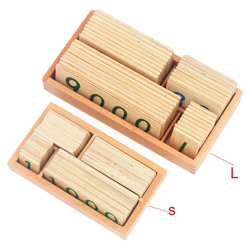 Baby Toys Montessori Math Toy Small Digital Wooden Cards with Box (Nmuber 1-9000) Educational Early Learning Toys Christmas Gift