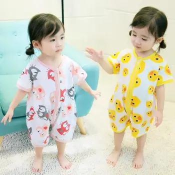 

New Short Sleeve Onesies Kids Costume Baby Girls Boys Animal Catoon Cute Overall Sleepwear Cotton High Quality Pajamas Home Wear