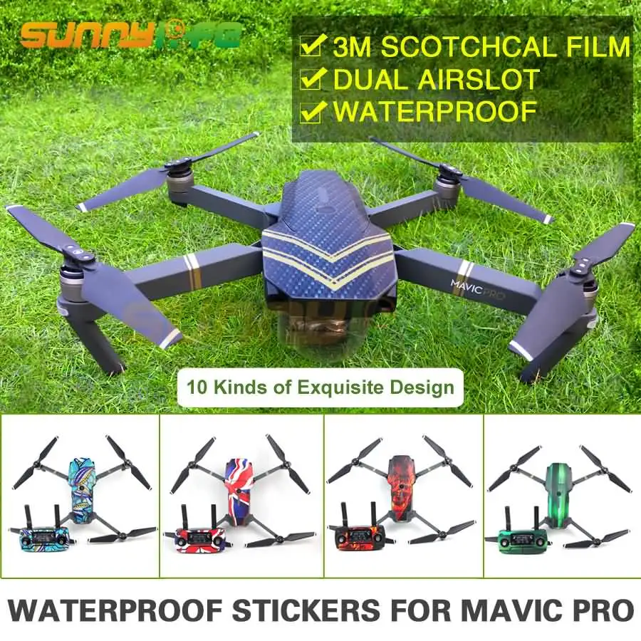 

Sunnylife 3M Stickers Waterproof Skin Decals for DJI Mavic Pro Drone body+ Remote Controller+ Extra Batteries