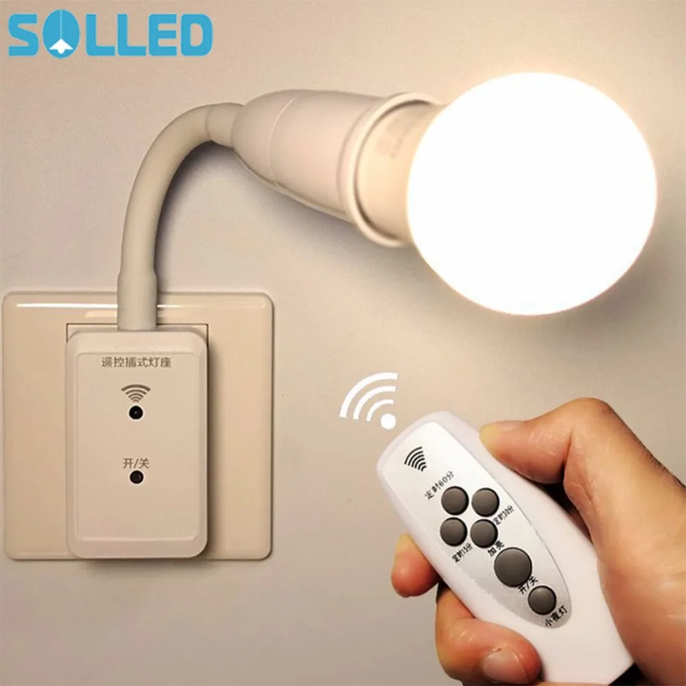 

SOLLED LED Bulb Remote Control Plug Lamp Holder Wireless Smart Light Bulb Base Socket Cap Switch for Night Light Bedside Lamp