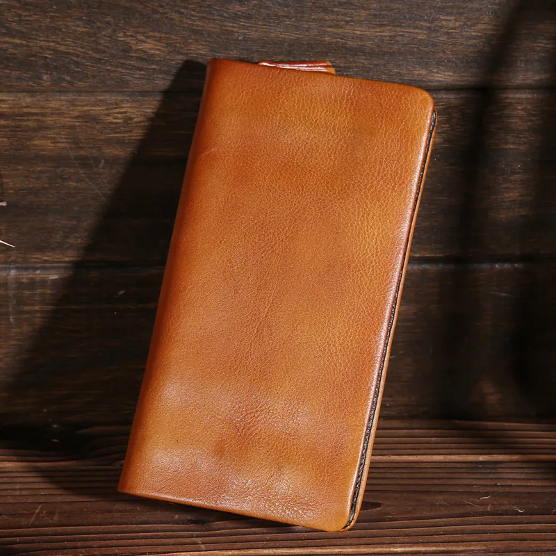 

Vintage Genuine Cowhide Leather Men's Wallet Long Money Cash Coin Card Purse Handbag Male Fashion Zipper Pouch Pocket 1129