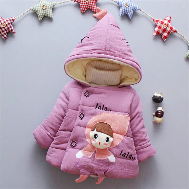 BibiCola infant baby girls winter cute hooded coats girls cartoon princess outerwear snowsuit bebe winter new warm coat jacket