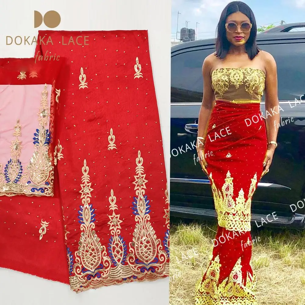 

Rhinestones African Nigerian George Lace Farbics With Net For Blouse Sewing Indian Women Sequined George Silk Laces With Stones